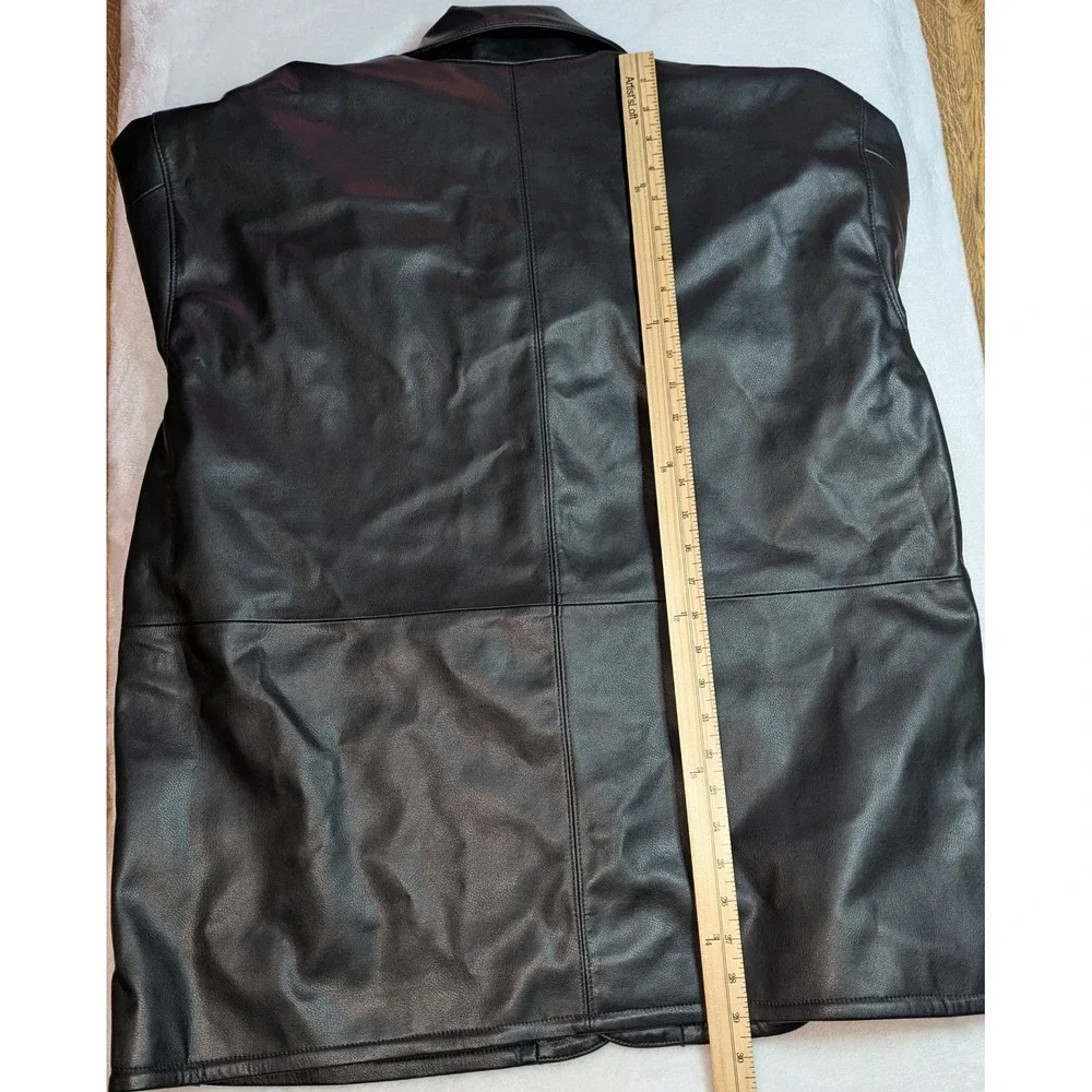 Levis Mens Recycled Leather Shirt Jacket Black Button Front A32500001 Size L NEW - Picture 11 of 13